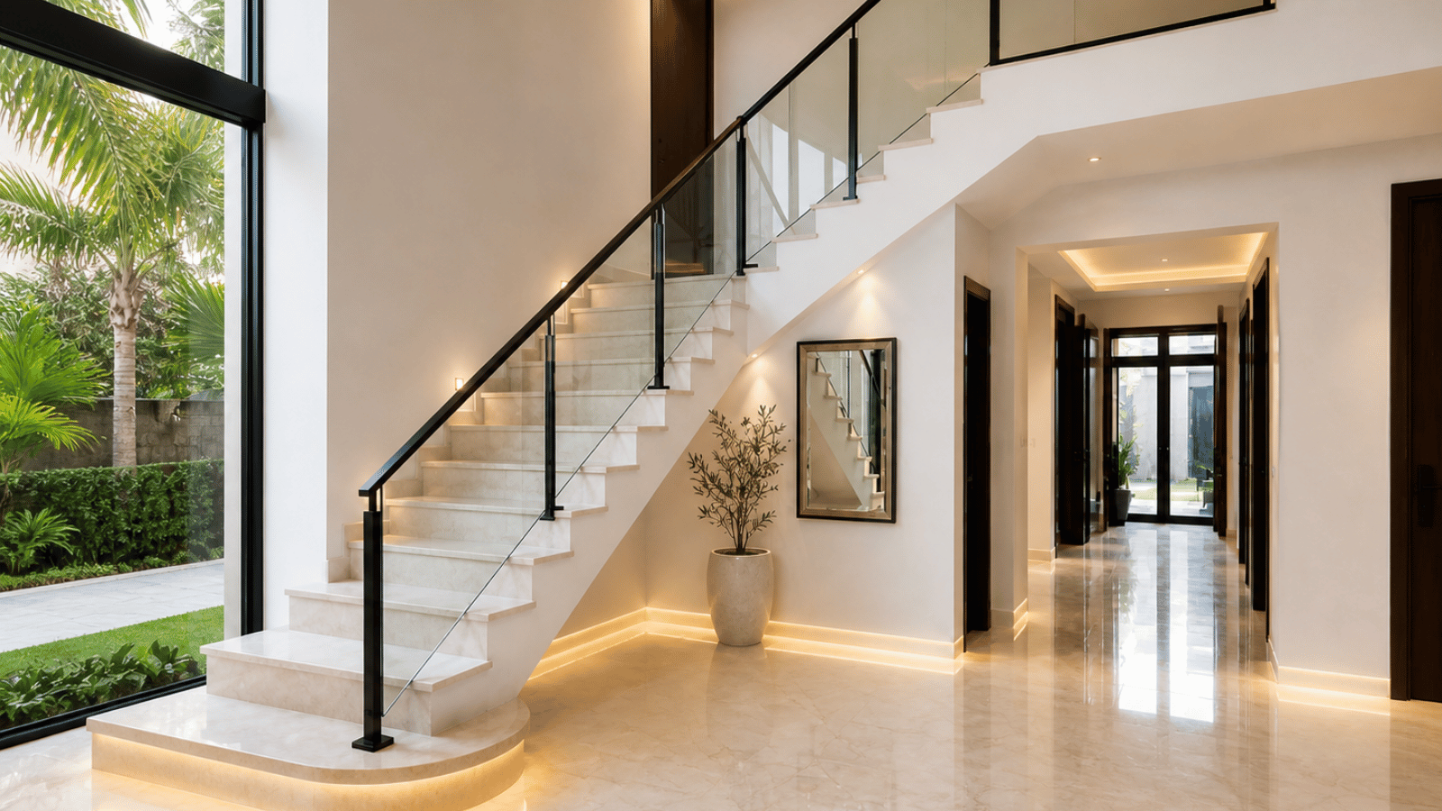 Stair glass railing